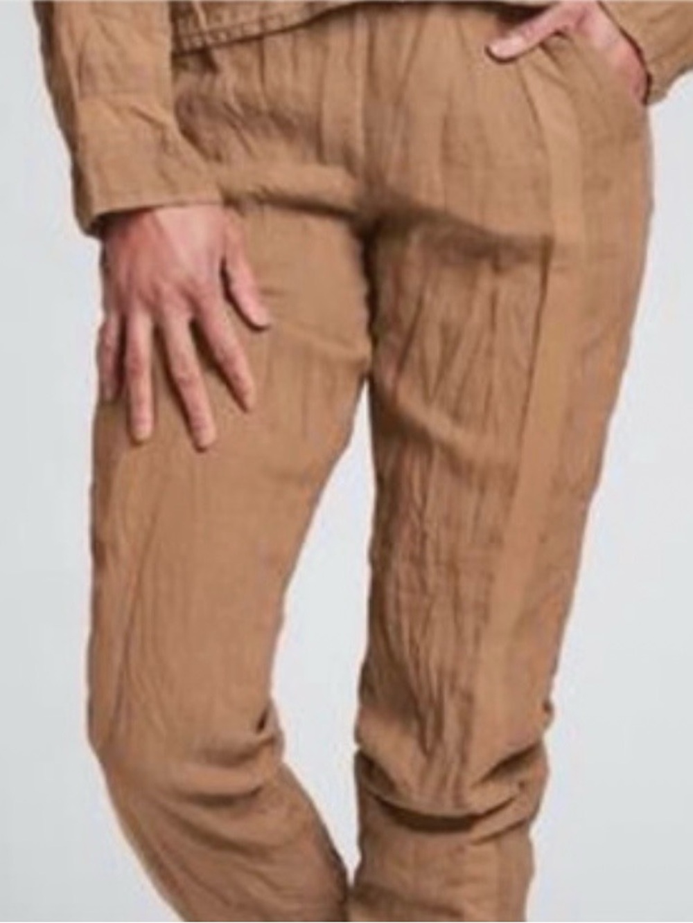 Flax linen joggers small S rust cognac summer